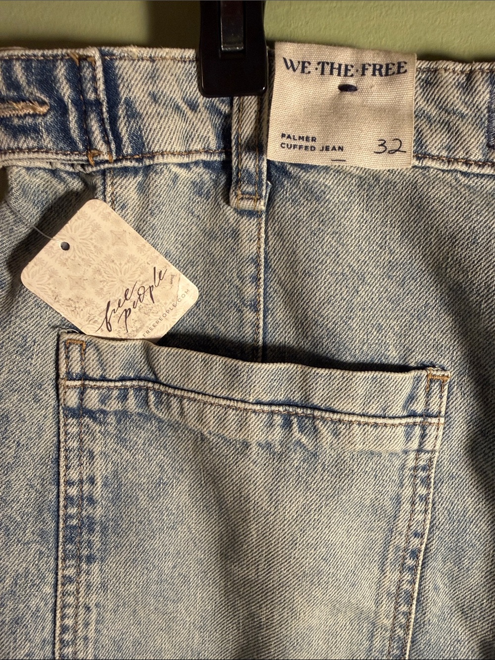 Free People We The Free Palmer Cuffed Jeans LalaLand 32 - Picture 14 of 15